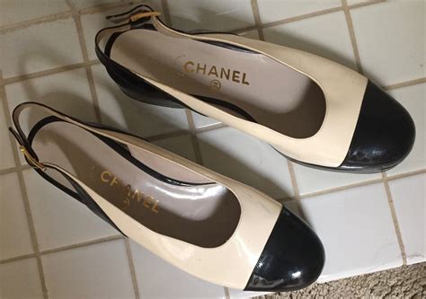 silver chanel slingbacks|Chanel style slingback flats.